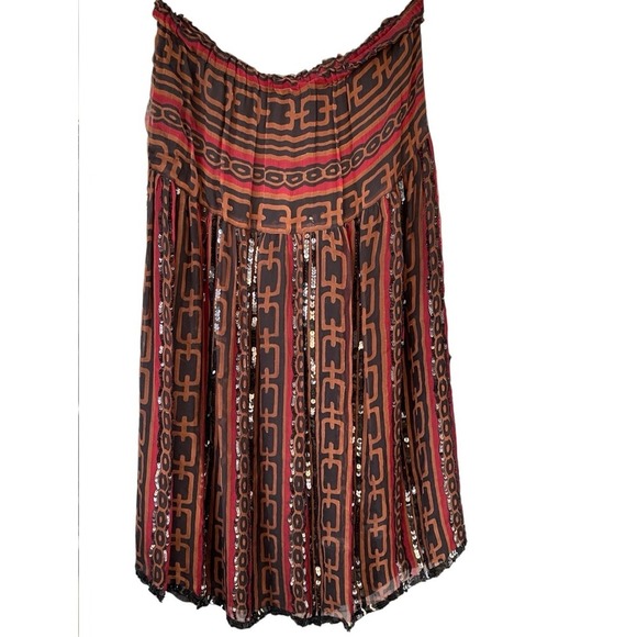 T2‎ VTG Kalamkari Silk Sequin 2 Piece Blouse Skirt - Picture 4 of 9